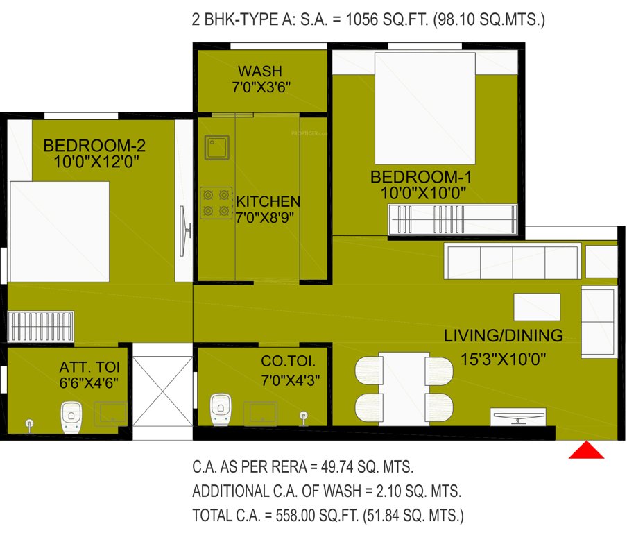 Bakeri Sarvesh (2BHK+2T (1,056.05 sq ft) 1056.05 sq ft)