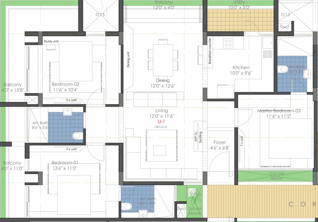 Redtree Raindrops (3BHK+3T (1,643.66 sq ft) 1643.66 sq ft) Redtree Raindrops (3BHK+3T (1,643.66 sq ft) 1643.66 sq ft)