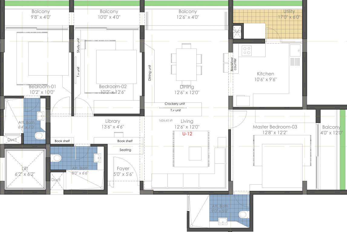 Redtree Raindrops (3BHK+3T (1,626.65 sq ft) 1626.65 sq ft) Redtree Raindrops (3BHK+3T (1,626.65 sq ft) 1626.65 sq ft)