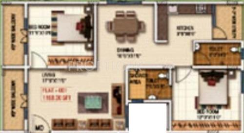 Male Krupa (2BHK+2T (1,168 sq ft) 1168 sq ft)