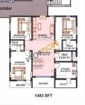 Floor Plan (3BHK+3T) Alpine Housing Court Apartments Floor Plan (3BHK+3T)