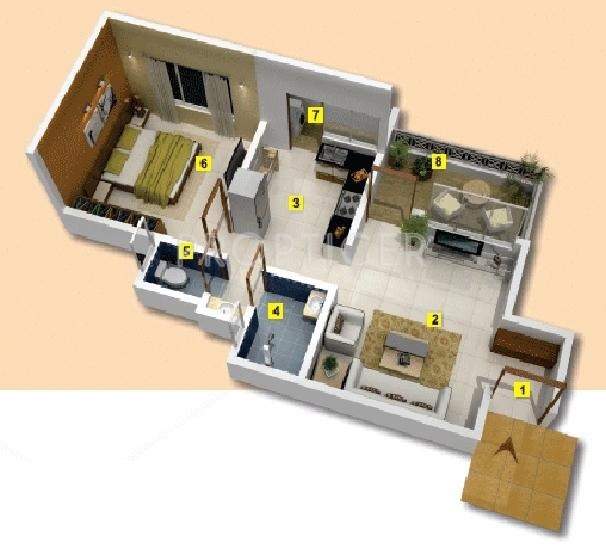 Rujuta Gardenia (1BHK+1T (638 sq ft) 638 sq ft)