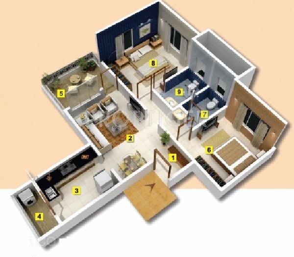 Rujuta Gardenia (2BHK+2T (1,201 sq ft) 1201 sq ft)