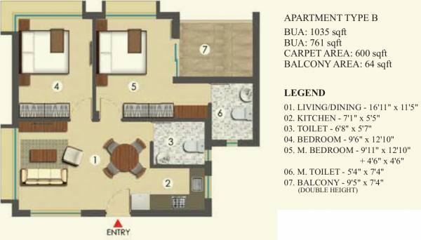 Hiland Bonochhaya Apartment (2BHK+2T (1,035 sq ft) 1035 sq ft) Hiland Bonochhaya Apartment (2BHK+2T (1,035 sq ft) 1035 sq ft)