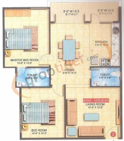 Ram Sai Ram Residency (2BHK+2T (1,075 sq ft) 1075 sq ft)