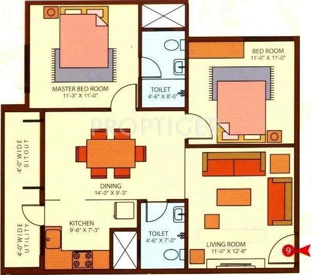 Ram Sai Ram Residency (2BHK+2T (960 sq ft) 960 sq ft)
