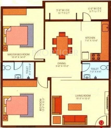 Ram Sai Ram Residency (2BHK+2T (1,145 sq ft) 1145 sq ft)