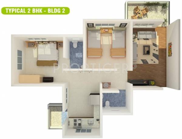 Lotus Group Sanskruti Floor Plan (2BHK+2T)