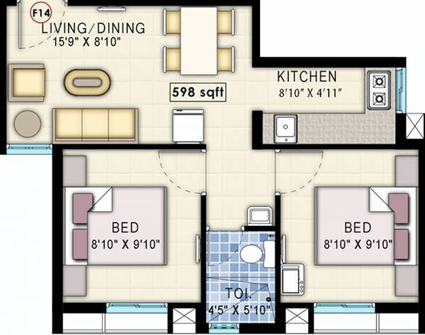 Navin Starwood Towers 2 (2BHK+1T (598 sq ft) 598 sq ft) Navin Starwood Towers 2 (2BHK+1T (598 sq ft) 598 sq ft)