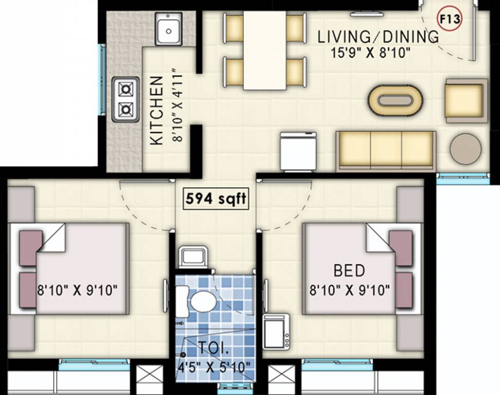 Navin Starwood Towers 2 (2BHK+1T (594 sq ft) 594 sq ft) Navin Starwood Towers 2 (2BHK+1T (594 sq ft) 594 sq ft)