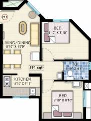 Navin Starwood Towers 2 (2BHK+1T (591 sq ft) 591 sq ft)