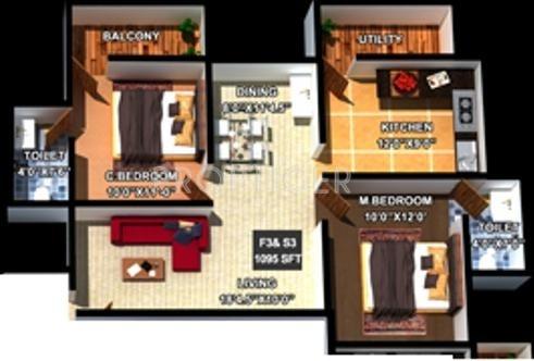 The Nest Beaut (2BHK+2T (1,005 sq ft) 1005 sq ft)
