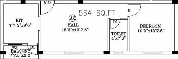 Vishnu Nithya Manor (1BHK+1T (564 sq ft) 564 sq ft)