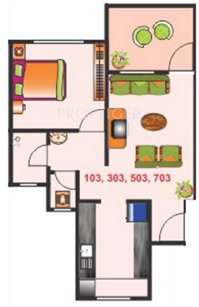 Lotus Vrindavan (1BHK+1T (656 sq ft) 656 sq ft)