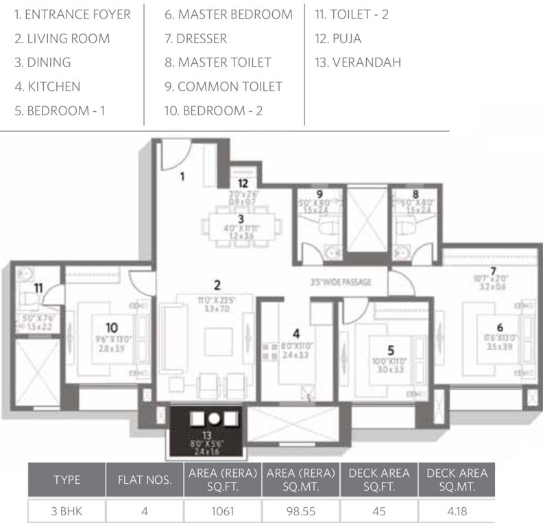 Hiranandani House of Hiranandani Egattur (3BHK+3T (1,525 sq ft) 1525 sq ft)