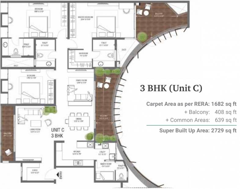 Assetz 38 And Banyan (3BHK+3T (2,729 sq ft) 2729 sq ft)