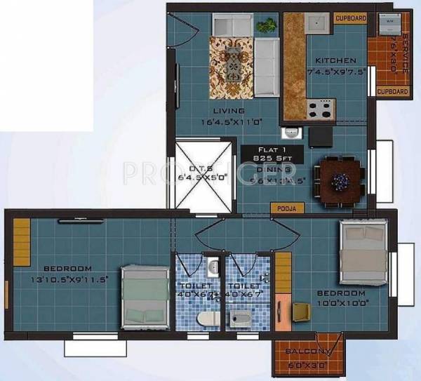 Navani Mathura (2BHK+2T (825 sq ft)   Pooja Room 825 sq ft)