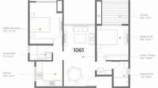 Skyi Manas Lake (2BHK+2T (1,061 sq ft) 1061 sq ft)