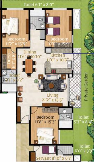 Hitin 1410 The Residences (3BHK+3T (2,101 sq ft) + Servant Room 2101 sq ft)