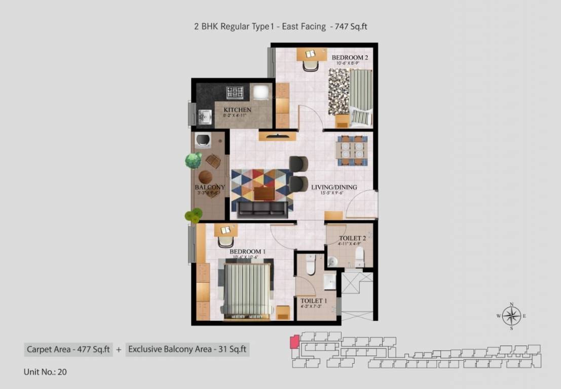 Alliance Jasmine Springs (2BHK+2T (747 sq ft) 747 sq ft)