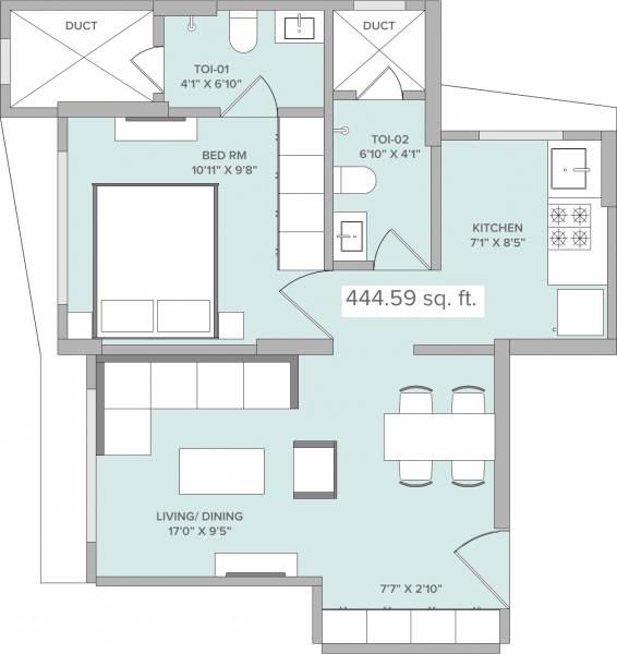 Marathon Eminence (1BHK+2T (444.55 sq ft) 444.55 sq ft)