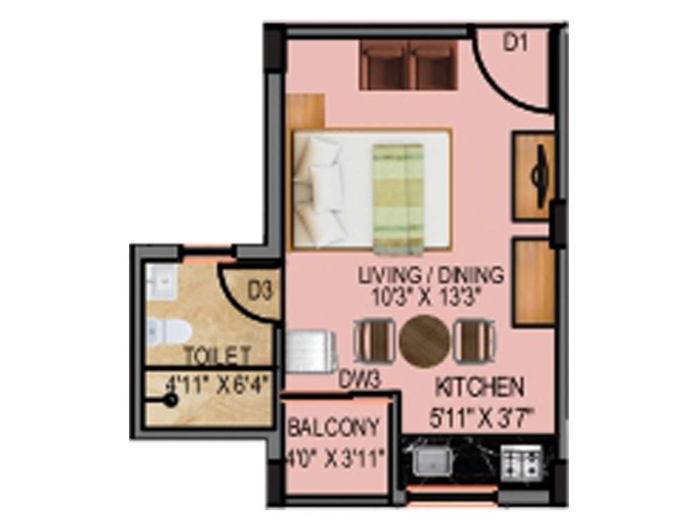 Eden Meghbalika (1RK+1T (305 sq ft) 305 sq ft)