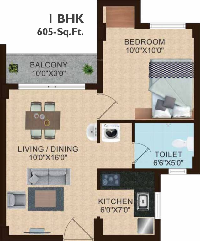 Shriram Joy at Shriram Temple Bells (1BHK+1T (605 sq ft) 605 sq ft)