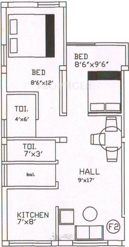 Maha Nanganallur (2BHK+2T (644 sq ft) 644 sq ft)