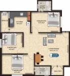 The Nest Nest Happy (3BHK+3T (1,155 sq ft) 1155 sq ft)
