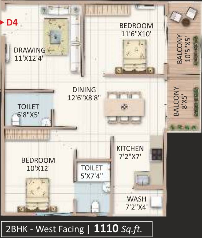Candeur Landmark (2BHK+2T (1,110 sq ft) 1110 sq ft) Candeur Landmark (2BHK+2T (1,110 sq ft) 1110 sq ft)