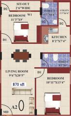 Om Shri Opulence (2BHK+2T (870 sq ft) 870 sq ft)