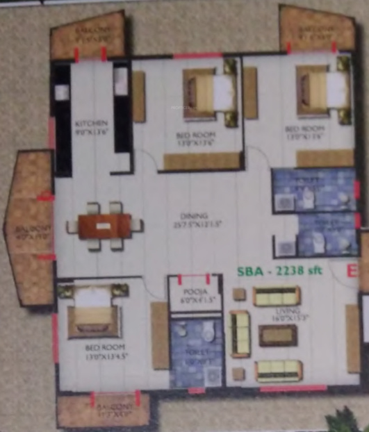 Symbiosis Adithya (3BHK+3T (2,238 sq ft) 2238 sq ft)