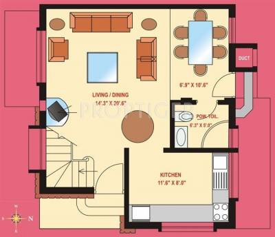 Phinix Multicon Tulips View Floor Plan (2BHK+2T)