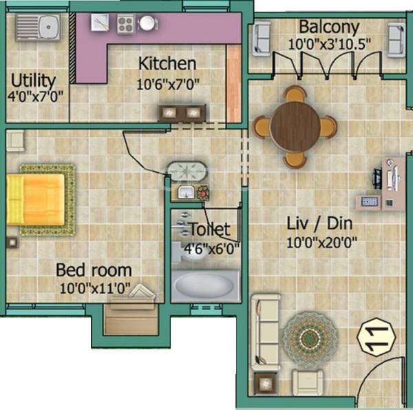 Marutham Marutham Gateway (1BHK+1T (740 sq ft) 740 sq ft)