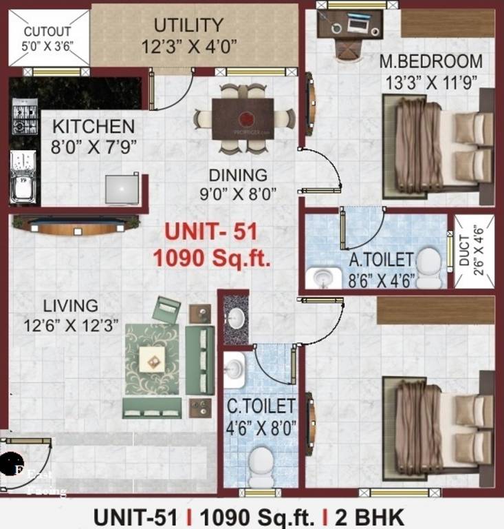 Sri Nandana Royal (2BHK+2T (1,090 sq ft) 1090 sq ft) Sri Nandana Royal (2BHK+2T (1,090 sq ft) 1090 sq ft)