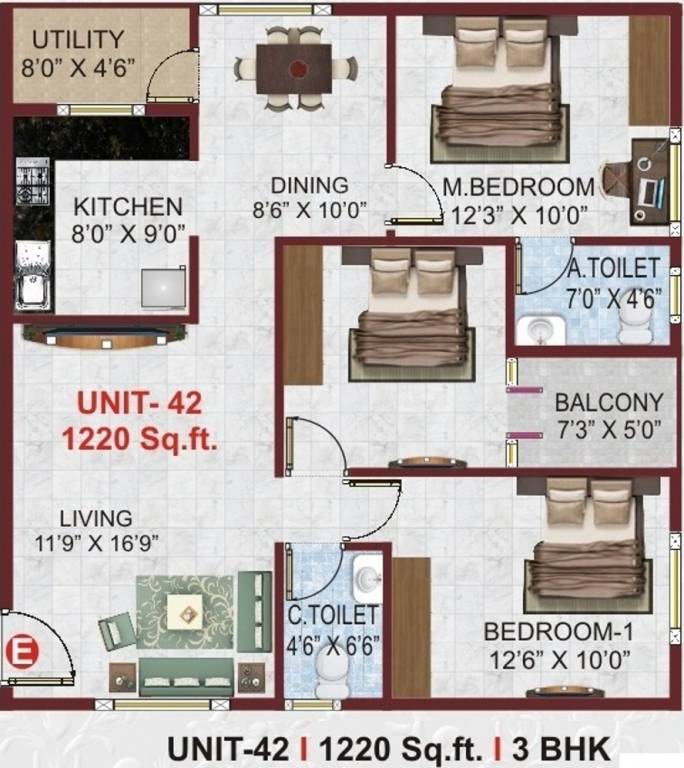 Sri Nandana Royal (3BHK+2T (1,220 sq ft) 1220 sq ft) Sri Nandana Royal (3BHK+2T (1,220 sq ft) 1220 sq ft)
