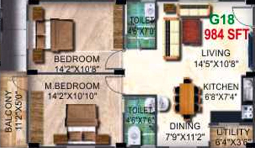 Pyramid Watsonia (2BHK+2T (984 sq ft) 984 sq ft) Pyramid Watsonia (2BHK+2T (984 sq ft) 984 sq ft)