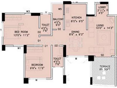 KUL Shantiniketan Phase II (2BHK+2T (907 sq ft) 907 sq ft)