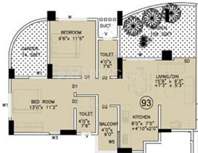 KUL Shantiniketan Phase II (2BHK+2T (995 sq ft) 995 sq ft)