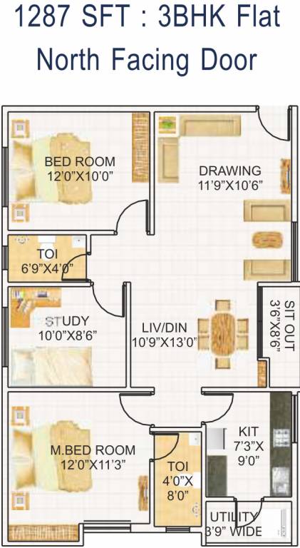 Devi Homes (3BHK+2T (1,287 sq ft) 1287 sq ft) Devi Homes (3BHK+2T (1,287 sq ft) 1287 sq ft)