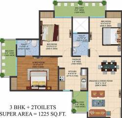 Ajnara LeGarden (3BHK+2T (1,225 sq ft) 1225 sq ft) Ajnara LeGarden (3BHK+2T (1,225 sq ft) 1225 sq ft)