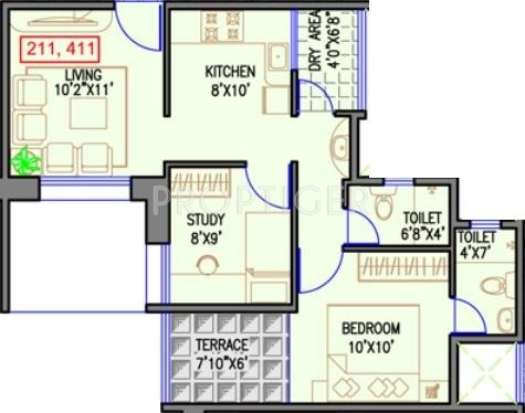 Chamadia Sai Shanti (1BHK+2T (690 sq ft)   Study Room 690 sq ft) Chamadia Sai Shanti (1BHK+2T (690 sq ft)   Study Room 690 sq ft)