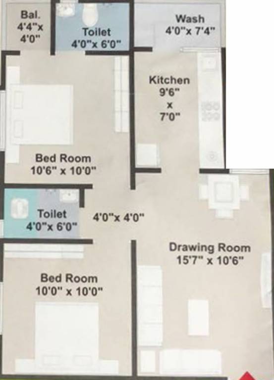 Galaxy Tulsi Galaxy (2BHK+2T (1,080 sq ft) 1080 sq ft)