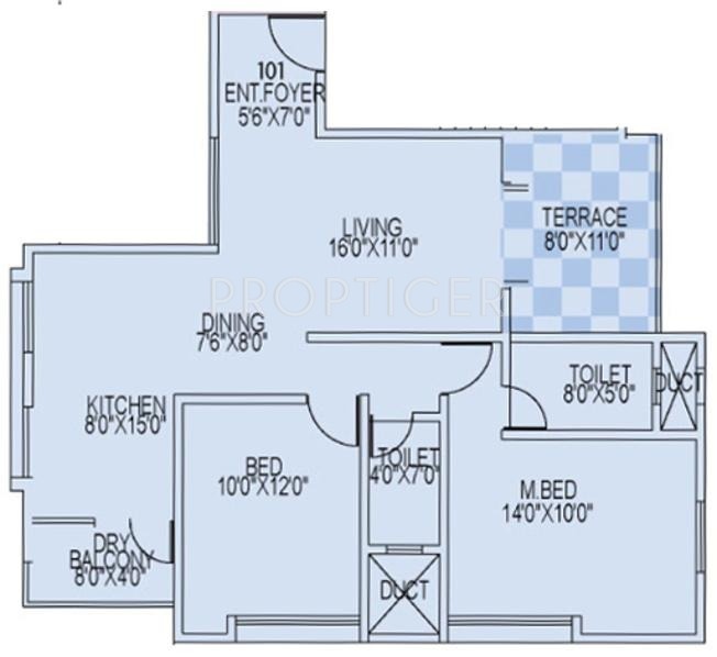 Concord Portia (2BHK+2T (1,091 sq ft) 1091 sq ft)