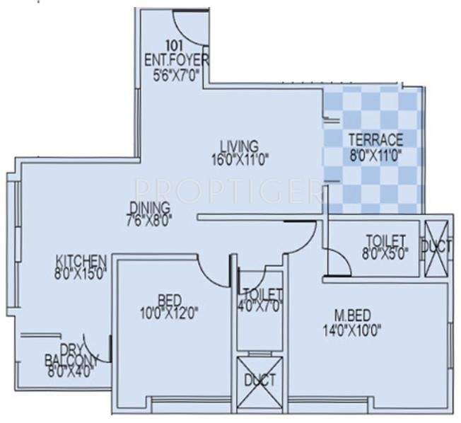 Concord Portia (2BHK+2T (1,091 sq ft) 1091 sq ft)