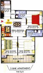 AV Vihaan Homes (3BHK+2T (940 sq ft) 940 sq ft) AV Vihaan Homes (3BHK+2T (940 sq ft) 940 sq ft)