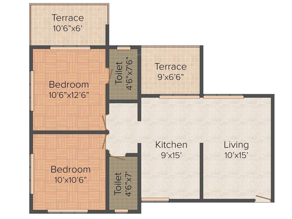 Pinnac West End Residency Wing E (2BHK+2T (771.99 sq ft) 771.99 sq ft)