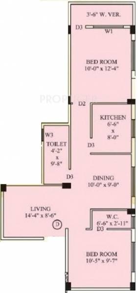SP SP Apartment (2BHK+2T (1,043 sq ft) 1043 sq ft)