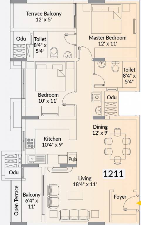 Appaswamy Capella (2BHK+2T (1,211 sq ft) + Pooja Room 1211 sq ft)