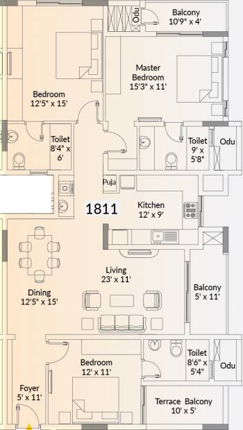 Appaswamy Capella (3BHK+3T (1,811 sq ft) + Pooja Room 1811 sq ft)